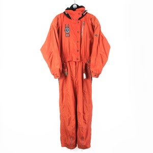 vintage BOGNER Ski Suit Gr. 40 damen 40er Skianzug Jacke Hose Overall 90er Jahre Retro Embroidery Logo orange knalliger Winter