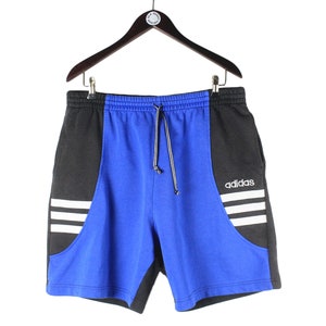 vintage ADIDAS shorts cotton Size XL brand with the three strips authentic classic blue black logo 90s sport Germany athletic style summer