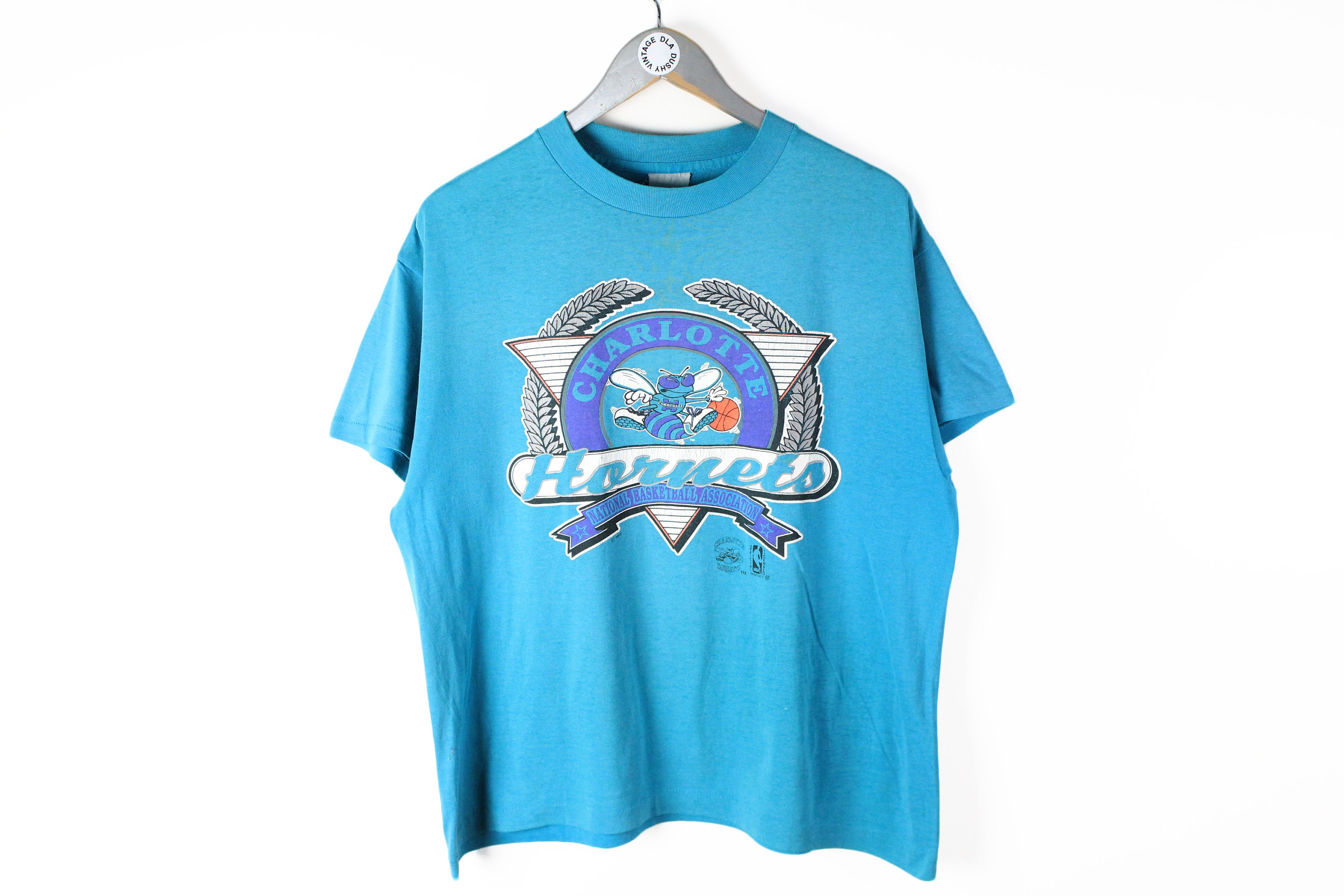 Charlotte Hornets Women's Vintage Team Logo T-Shirt - Faded Aqua - Moon  Best Print