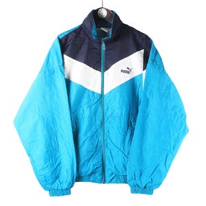 vintage PUMA track jacket Size men&#39;s M oversize authentic blue rare retro rave full zip 90&#39;s windbreaker training streetwear clothing