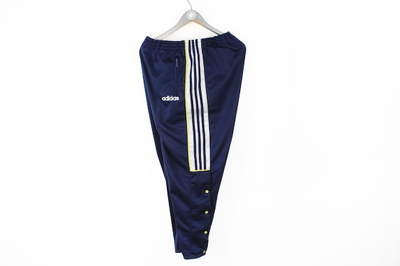 vintage ADIDAS men's Track button Pants navy blue