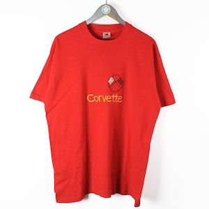 vintage CORVETTE T-Shirt Size XL red big embroidery logo authentic race team retro 90s F1 Formula 1 Chevrolet Fruit of the Loom made in USA