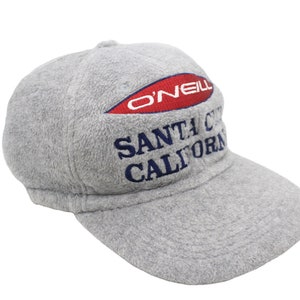 vintage O&#39;NEILL Cap big logo Fleece hat one size retro authentic 90&#39;s gray sport summer vibe sun visor athletic classic men&#39;s Surfing style