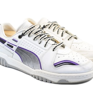 vintage PUMA Sneakers Size men&#39;s US 7 rare retro athletic shoes 90&#39;s classic trainers wear tie unisex sport style white casual