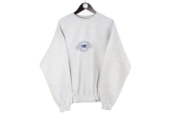 vintage PUMA sweatshirt big logo gray Size L athl… - image 1