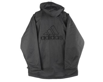 vintage ADIDAS jacket Size men's S authentic black retro athletic full zip 90's big logo sport style wear hooded windbreaker