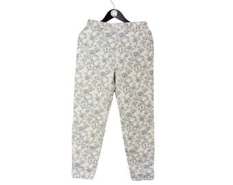 vintage MOSCHINO JEANS floral pattern authentic women&#39;s Jeans Pants Size I 46 trousers rare retro luxury wear Couture 90s 80s denim design