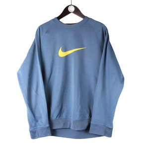 vintage NIKE Sweatshirt crewneck men&#39;s Size L 00&#39;s wear sweatshirt blue swoosh retro oversize streetwear big logo USA style cotton