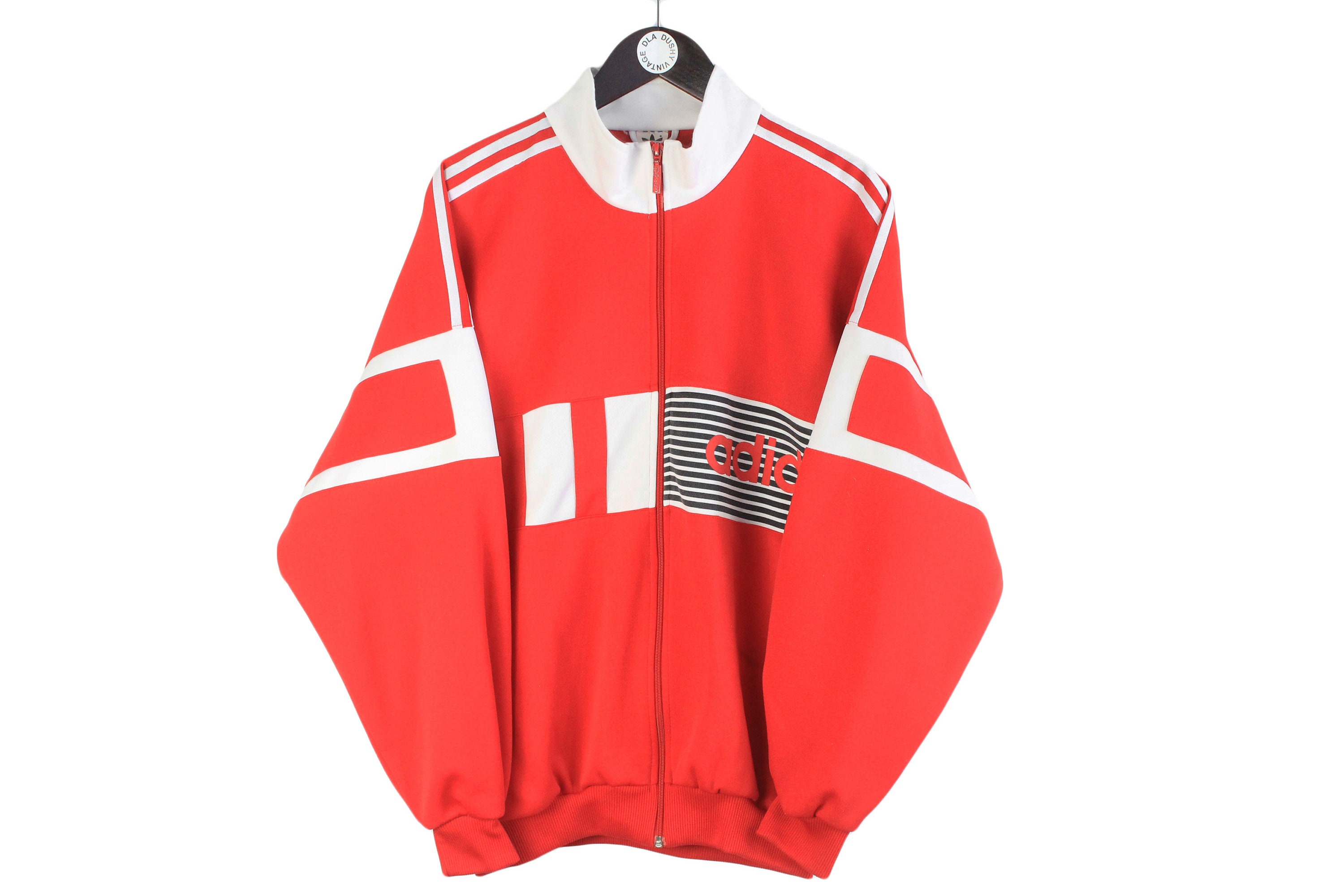 ヴィンテージ ADIDAS メンズ トラックジャケット サイズ L 本物 レッド 