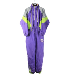 vintage SKI SUIT size S authentic Jumpsuit purple green Coveralls 90s retro outdoor winter outfit mountains style suit skiing wear