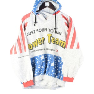 vintage SWISS Team World Cup 1994 USA Hoodie cotton Size women's L oversized rare 90s retro sport Switzerland national football team 94