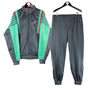 Vintage PUMA Trainingsjacke und Hose Größe L Retro Sport Anzug Kleidung rave 90er Jahre kleines Logo authentische Männer sportliche graue Windjacke