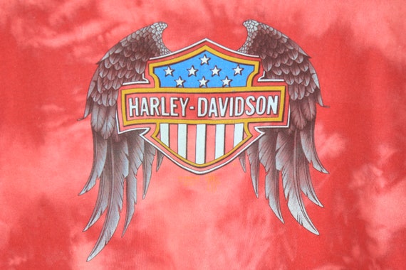 vintage HARLEY-DAVIDSON 3D Emblem Tie Dye T-Shirt… - image 4