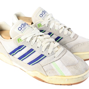 vintage ADIDAS Court Trainer Sneakers authentic Size US 7.5 women&#39;s rare retro athletic shoes 90s classic sport trainers tie gray squash