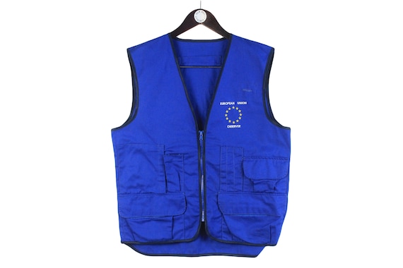 Vintage European Union Observer Vest Sleeveless Jacket Blue Vintage European Union Observer Vest Sleeveless Jacket Blue