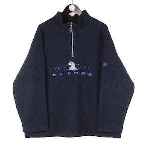 vintage DISNEY Winnie the Pooh Eeyore Fleece sweater Size L men's retro collection 90's big logo Cartoon World winter style jumper blue