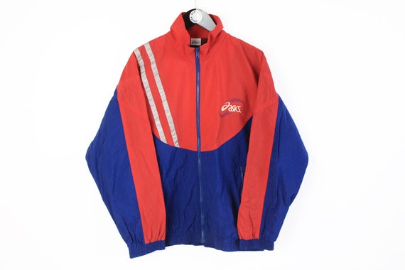 Vintage ASICS Track Jacket Authentic Red Blue Rare Retro Rave Athletic Wear  Men's Size M 90s Sport Windbreaker Full Zip Streetwear Clothing -   Canada