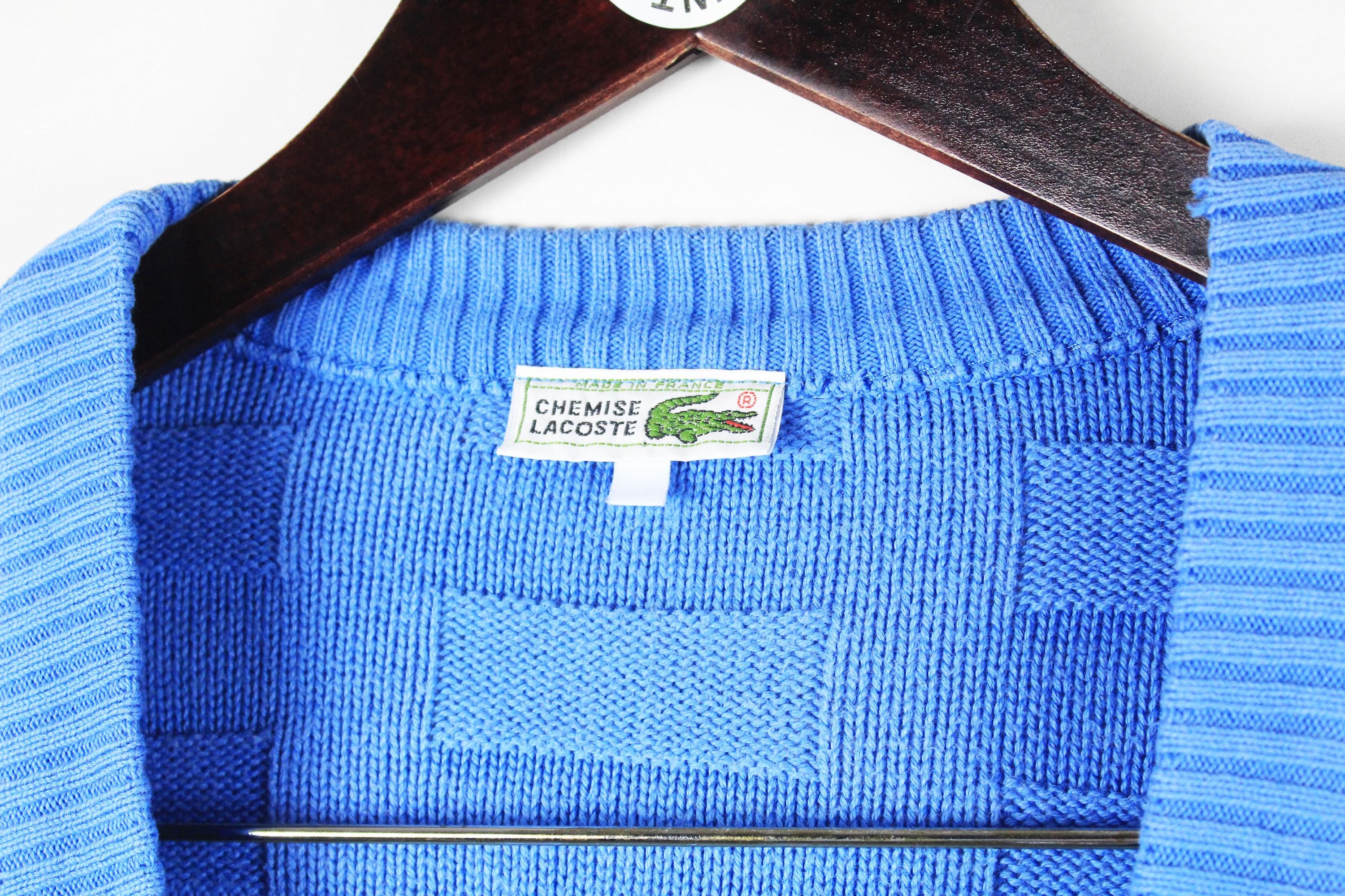 80s-90s usa製 LACOSTE blue knit cardigan CHEMISE LACOSTE 90s Knit