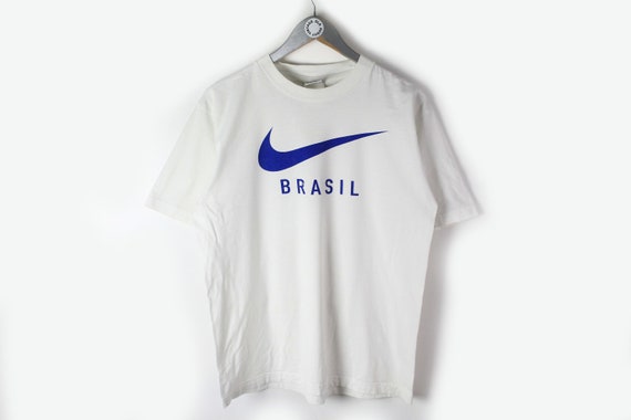 NIKE BRASIL Logo T-shirt White Cotton - Etsy