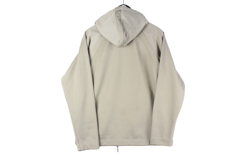 Vintage NIKE Hoodie Storlek S Herr Autentisk Basic Sport Beige Tröja med Liten Logotyp Oversize Passform Retro Streetwear 00-90-tals Hoodie bild 2