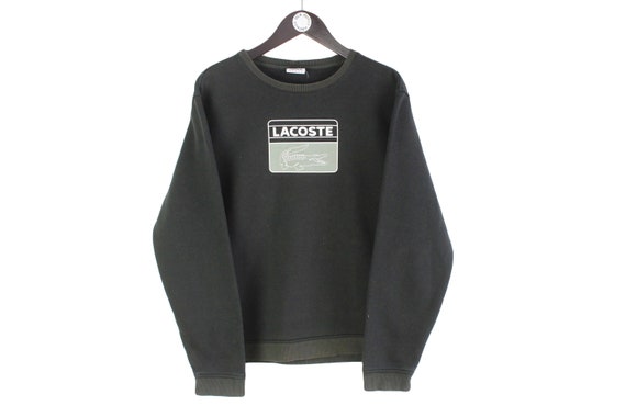 Vintage LACOSTE Basic Sweatshirt Size S Men s Streetwear Retro Rave France Wear Authentic 90 s Cotton Casual Style Black Crewneck Jumper Etsy