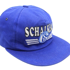 vintage Schalke 04 Gelsenkirchen Cap big logo blue hat one size retro Football Germany 90s summer sun visor athletic club fc team