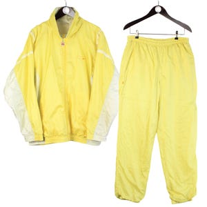 vintage ELLESSE Tracksuit Size M authentic yellow Jacket and Pants retro 90&#39;s classic Italy sport style athletic windbreaker small logo suit