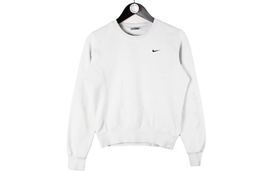 Felpa NIKE vintage da donna taglia S autentico raro anni 90 rave wear maglione hip hop retro oversize streetwear piccolo logo frontale cotone bianco Etsy Italia