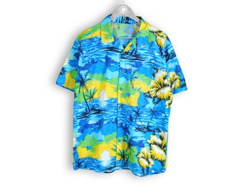 Chemise Hawaïenne Vintage Années 90 - Taille 2XL - Motif Floral Multicolore - Occasion Très Bon état