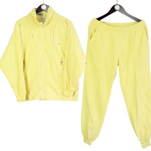 vintage ELLESSE Tracksuit Size S authentic yellow Jacket and Pants retro 90&#39;s classic Italy sport style athletic windbreaker big logo suit