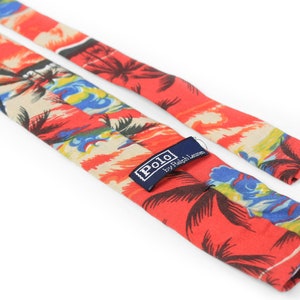 vintage POLO by Ralph Lauren men's Tie palms print necktie retro luxury gift accessories silk retro style authentic red 90's 00s made in USA
