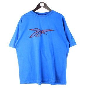 vintage REEBOK t-shirt blue big logo authentic Size men&#39;s XL cotton oversized tee 90&#39;s athletic retro style streetwear classic UK sportswear