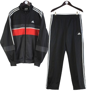 vintage ADIDAS tracksuit Size L retro sport originals clothing rave 90&#39;s authentic rare men&#39;s athletic suit jacket and pants black red