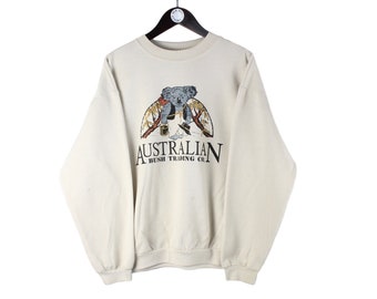 vintage AUSTRALIAN Sweatshirt big logo Koala big logo animal print non brand Jumper 90's made in Australia Size L retro wear big logo