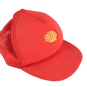 Vintage SHELL Trucker Cap One Size klassisches Big Logo authentisches Rennteam Retro Motorsport Herren rennsport rot Formel1 F1 Baseballmütze