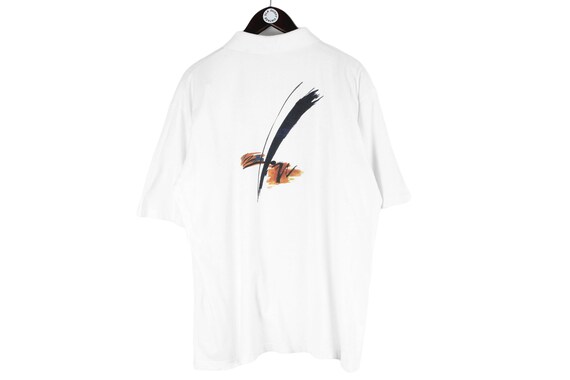 vintage ADIDAS Polo T-Shirt white abstract patter… - image 2