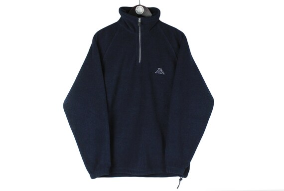 Vintage Kappa Fleece Sweater 1/4 Zip Men's Size L Navy Retro Big Logo Wear Oversize Ski Jumper 00's Warm Winter Sport Unisex Sweatshirt