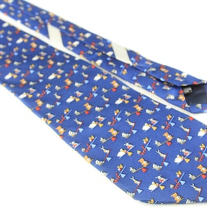 vintage SALVATORE FERRAGAMO Tie made in Italy necktie beautiful toys pattern print luxury gift for men blue 100 silk accessories