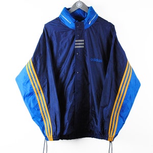vintage ADIDAS Hooded Retro light wear Jacket windbreaker authentic blue logo streetwear 90s pocket bag retro hipster men&#39;s Size XL sport