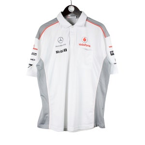 vintage Vodafone McLaren Mercedes F1 Team T-Shirt anni 2000 Taglia XXL bianco grigio top stile retrò maglietta Formula 1 Gran Premio stile corse