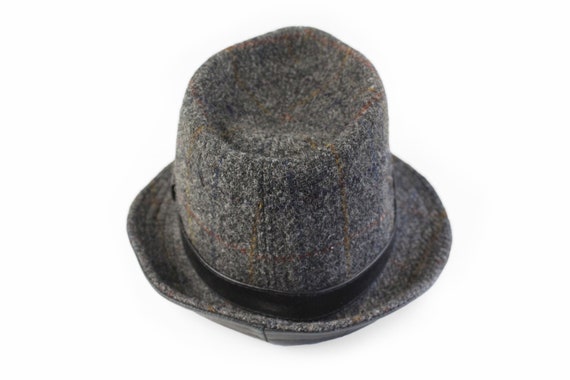 vintage HARRIS TWEED Fedora Hat Wool Bucket Style… - image 4