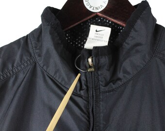 Vintage NIKE NYC Track Jacket Size L Black Small Logo Retro