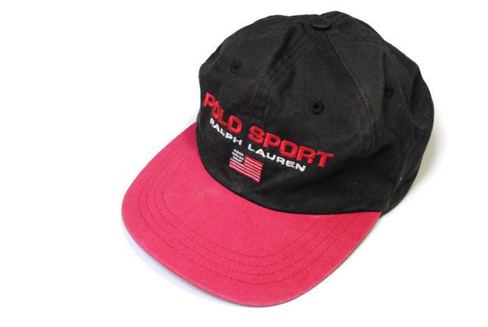 Vintage POLO SPORT Ralph Lauren Baseball Cap Hat 90s Black Big - Etsy