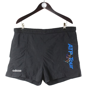 vintage ADIDAS ATP shorts Size XL summer black 90&#39;s athletic sport style activewear tennis tour shorts men&#39;s Germany retro classic