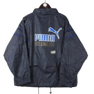 vintage PUMA King jacket Size men&#39;s S authentic blue big logo rare retro 90s oversize streetwear clothing sport athletic wear windbreaker