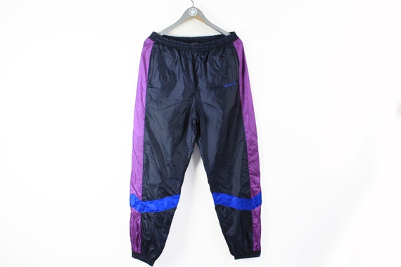 vintage ADIDAS men's Track Pants black purple logo