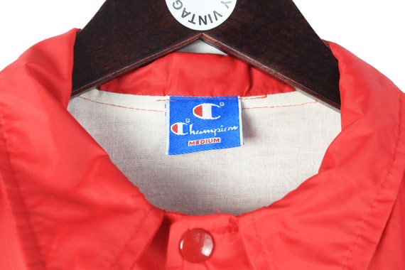 vintage CHAMPION Coach Jacket Size M men's red sn… - image 4