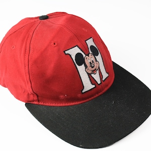 Gorra vintage MICKEY MOUSE Disney auténtica, rara, retro de los años 90, gran logotipo, unisex, gorra fina, gorra deportiva, estilo rojo, colección de dibujos animados, mascotas, película