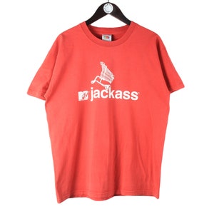 vintage JACKASS The Movie MTV show 2002 T-Shirt big logo retro style Size L men&#39;s rare channel project hipster style top short sleeve