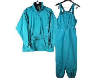 Traje de esquí vintage ADIDAS, mono, talla XL, auténtico, para mujer, chaqueta, pantalones, mono, ropa deportiva fabricada en Malta, ropa de abrigo retro de invierno de los años 90